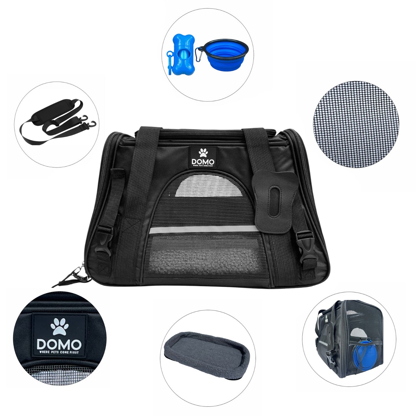 Domo Pet Carrier Bag UK – Airline Approved Pet Travel Bag (Medium & Large)